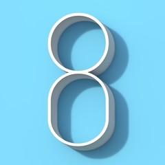 Line font with shadow Number 8 EIGHT 3D