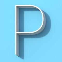 Line font with shadow Letter P 3D