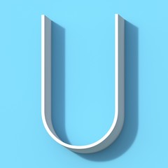 Line font with shadow Letter U 3D