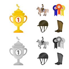 Vector design of equipment and riding icon. Collection of equipment and competition stock symbol for web.