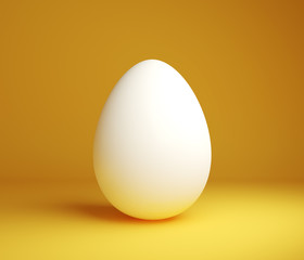 Egg on a yellow background, clipping path included.