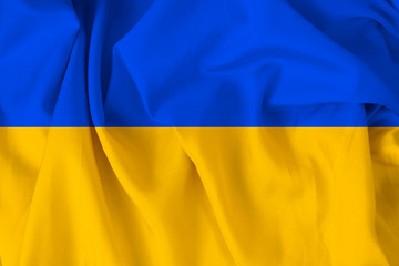 Beautiful silk flag of Ukraine with soft folds in the wind