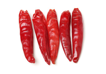 dry red pepper on white background 
