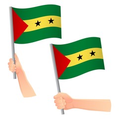 Sao Tome and Principe flag in hand icon