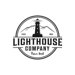 Lighthouse vintage badge logo design