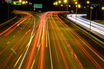 Night traffic in the big city Perth