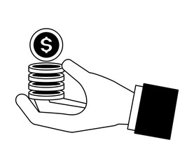 hand holding coins stack