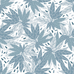 Simple green leaves seamless pattern on white background.