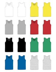Set of men vest underwear. Tank top in front and back views.