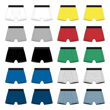 Set of men boxer shorts. Underpants isolated on white background.