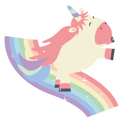 cute adorable unicorn and rainbow