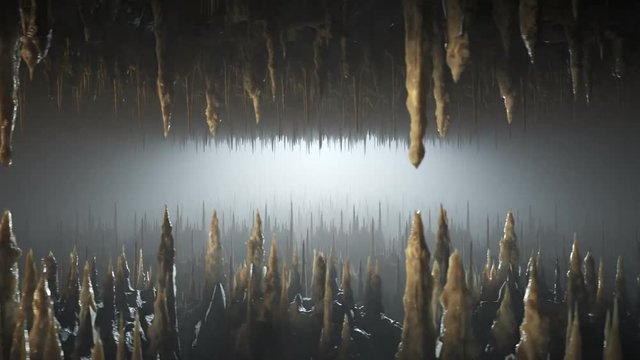 Journey through an underground cave full of stalactites and stalagmites. 4KHD
