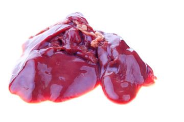 Fototapeta premium Chicken liver on a white background