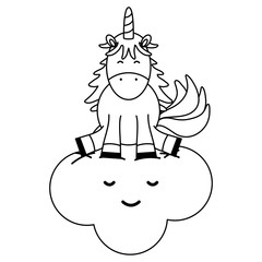 cute adorable unicorn and clouds kawaii fairy characters