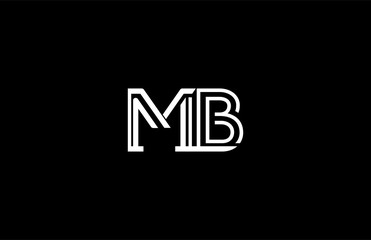 Initial MB Letter Linked Stylish Linear Monogram Modern Creative Logotype