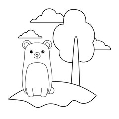 cute bear animal in landscape