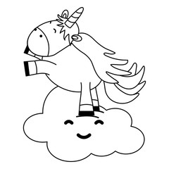 cute adorable unicorn and clouds kawaii fairy characters