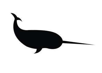 Vector black silhouette of narwhal isolated on white background © Sweta