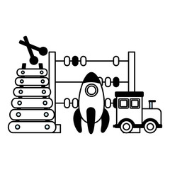 rocket train xylophone and abacus kids toys