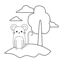 cute mouse animal in landscape