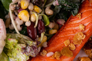 Grilled salmon salmon with salad