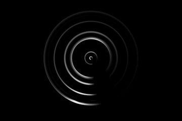 Abstract white spiral circle on black background