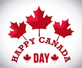 poster of happy canada day with maple leafs