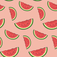 Seamless background with watermelon slices. 