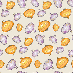 onion and garlic seamless pattern