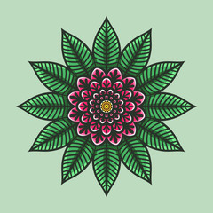 Mandala. Multicolor circular element. 