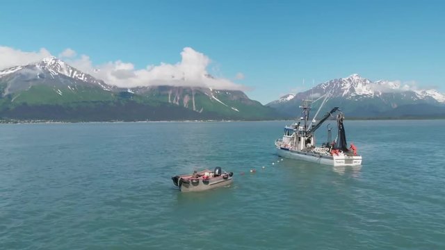 Commercial fishing boats on the salmon grounds of Alaska 