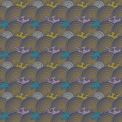 Seamless abstract retro geometric pattern. Circle elements in geometric rows.