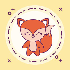 Obraz na płótnie Canvas cute fox animal in frame circular