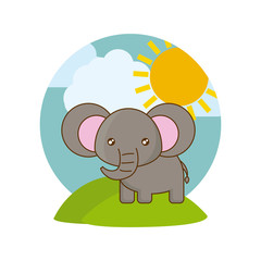 cute elephant animal in landscape natural
