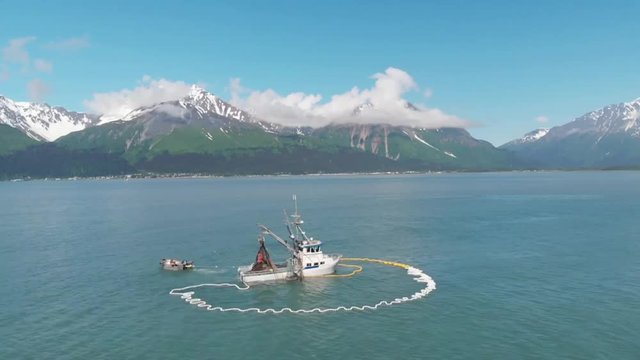 Commercial fishing boats working in Alaska 