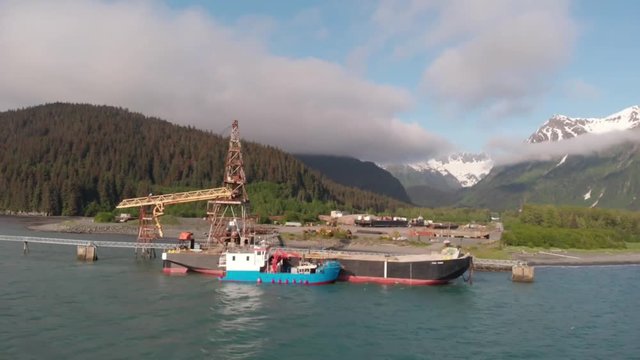Ocean view of a shipyard in Alaska 