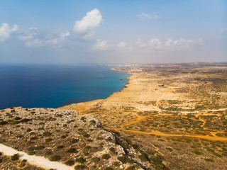 Cyprus beautiful coastline, Mediterranean sea of turquoise color. Cyprus, Ayia NAPA. countryside outside the city