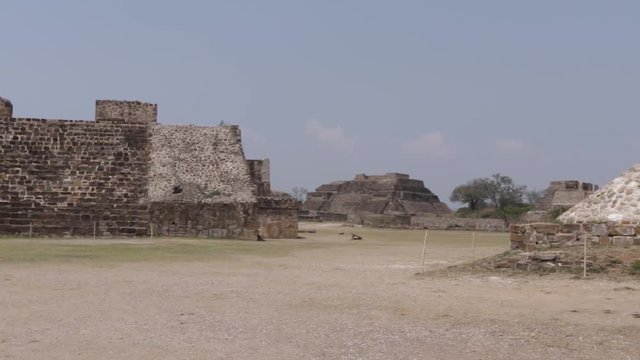 Panoramic view. Monte Alban, large pre-Columbian Zapotec archaeological site in Xoxocotlan area of Oaxaca Mexico