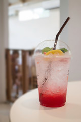 Refreshment drink with iced mix berry soda