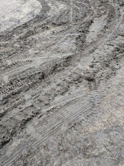 Tank tracks in the mud in Normandy