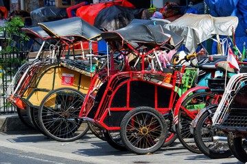 Fototapeta na wymiar Pedicaps on Malioboro street