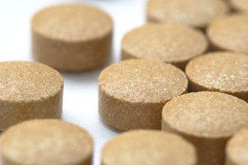 pills on white background