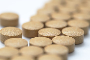 pills on white background