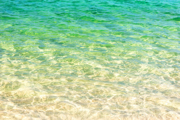 Clear blue transparent beach water background