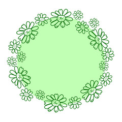 Beautiful chamomile green frame. Greeting card