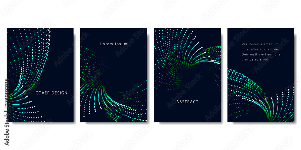 Wall mural set of abstract backgrounds with colorful dots in green tones. modern vector illustration without tr