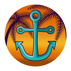 anchor marine with tropical palm in frame