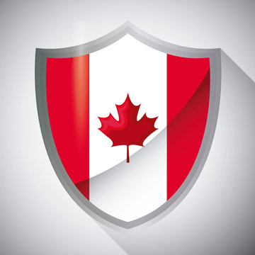 flag of canada in shield shape