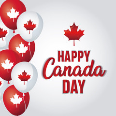 poster of happy canada day with balloons helium