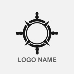 steering ship, compass vector logo